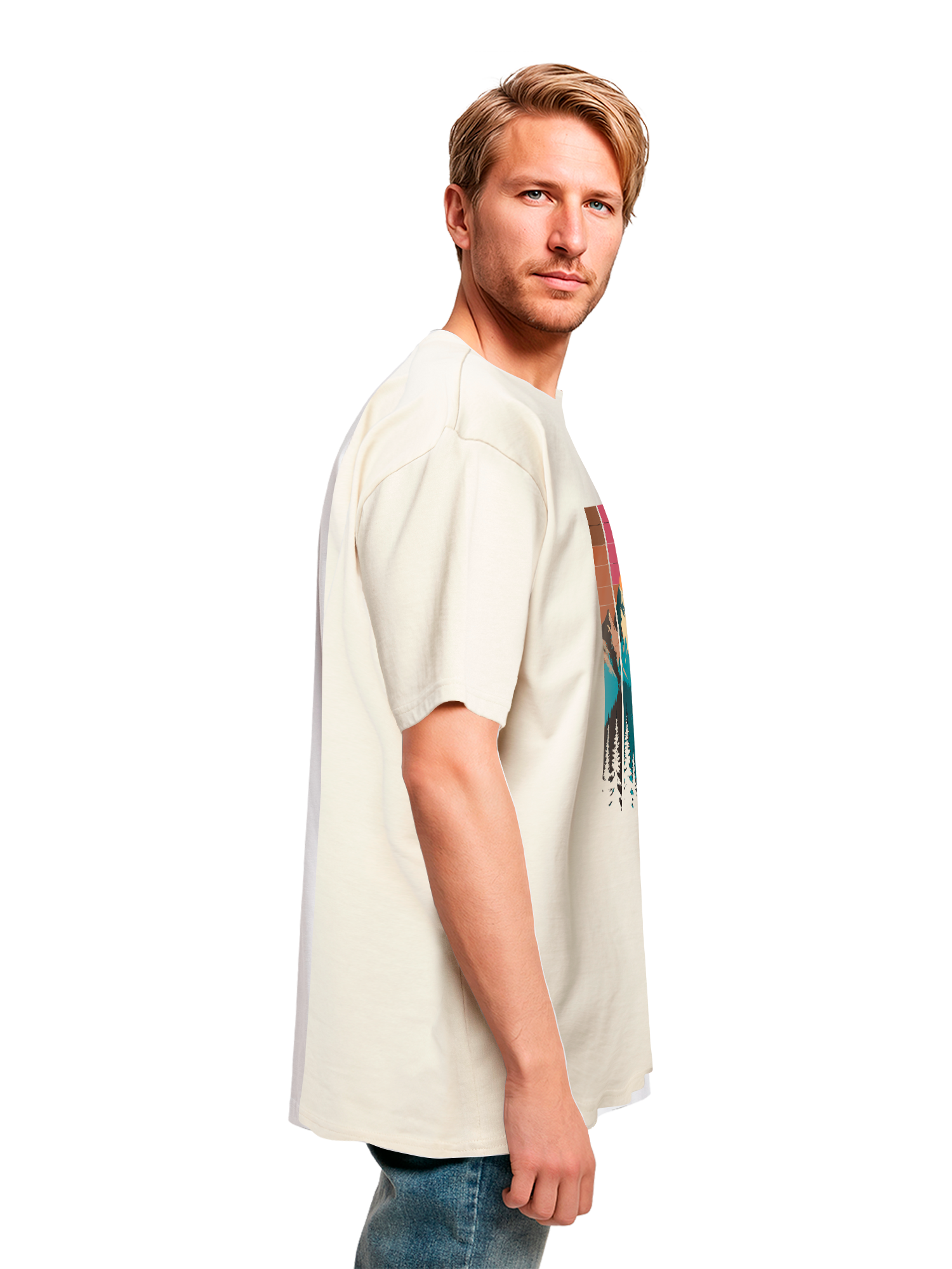 Mountain Sunset Retro Art T-shirt surdimensionné lourd