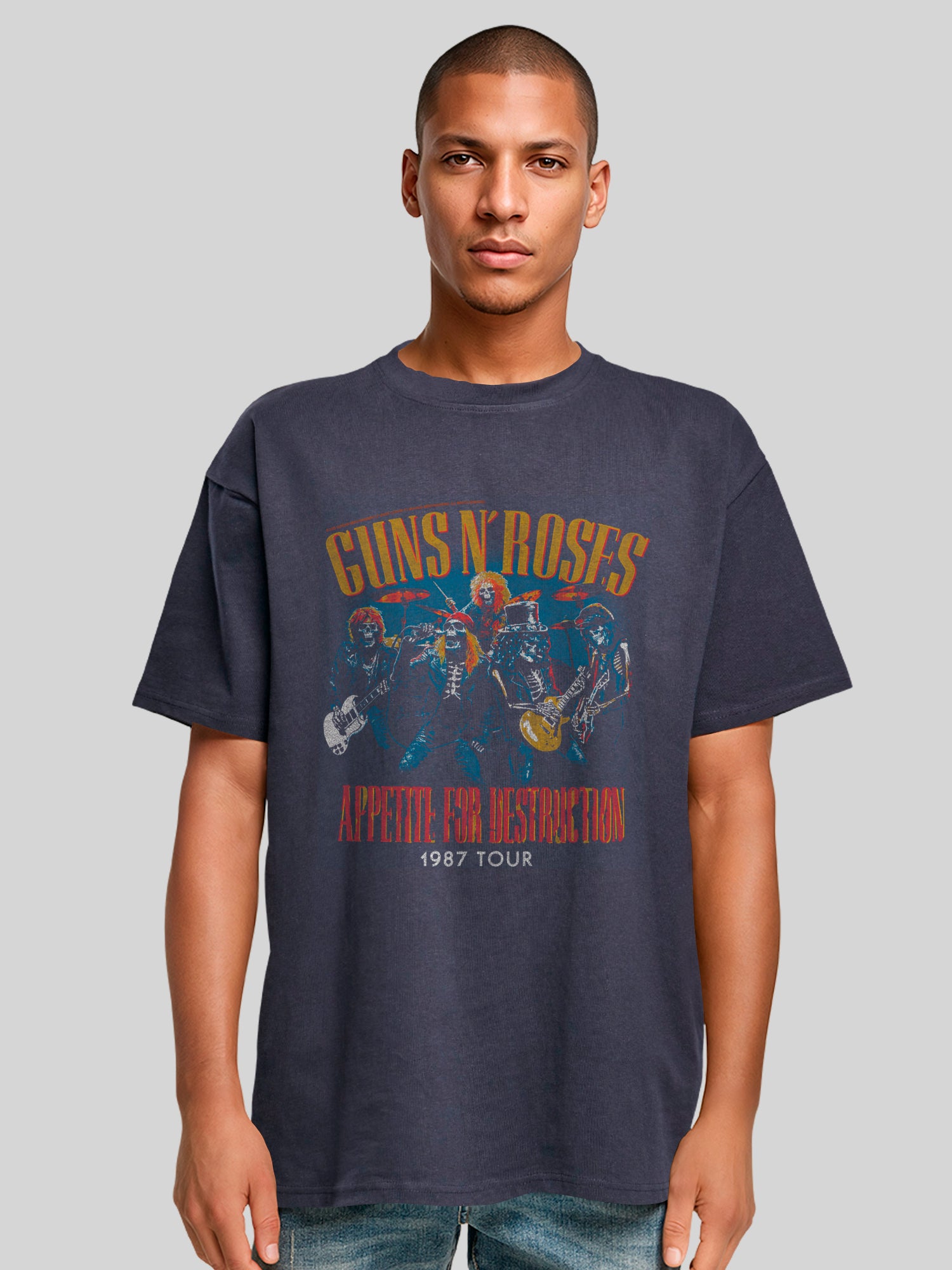 Guns N 'Roses 1987 Tour Vintage | Camiseta pesada de gran tamaño