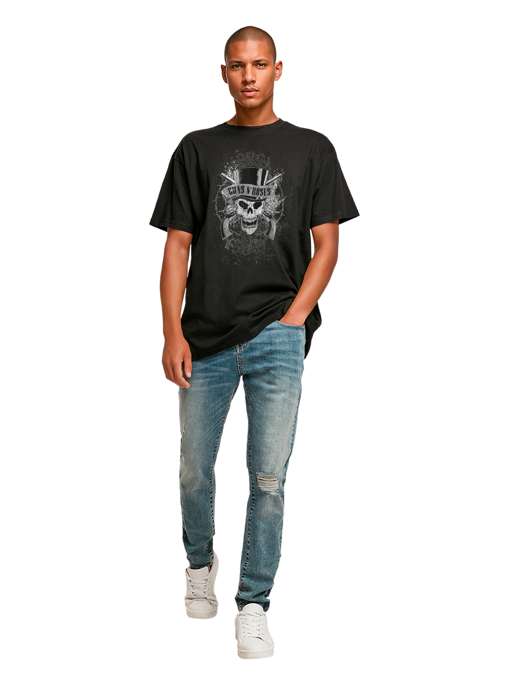 Skull fané des armes à feu | Tee surdimensionné lourd