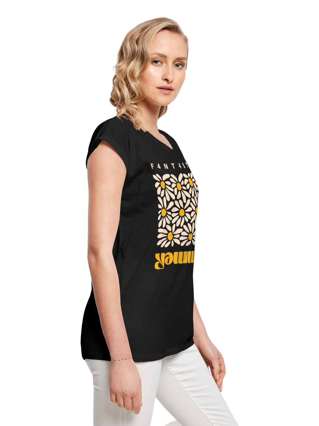 Camiseta de damas de girasol de verano