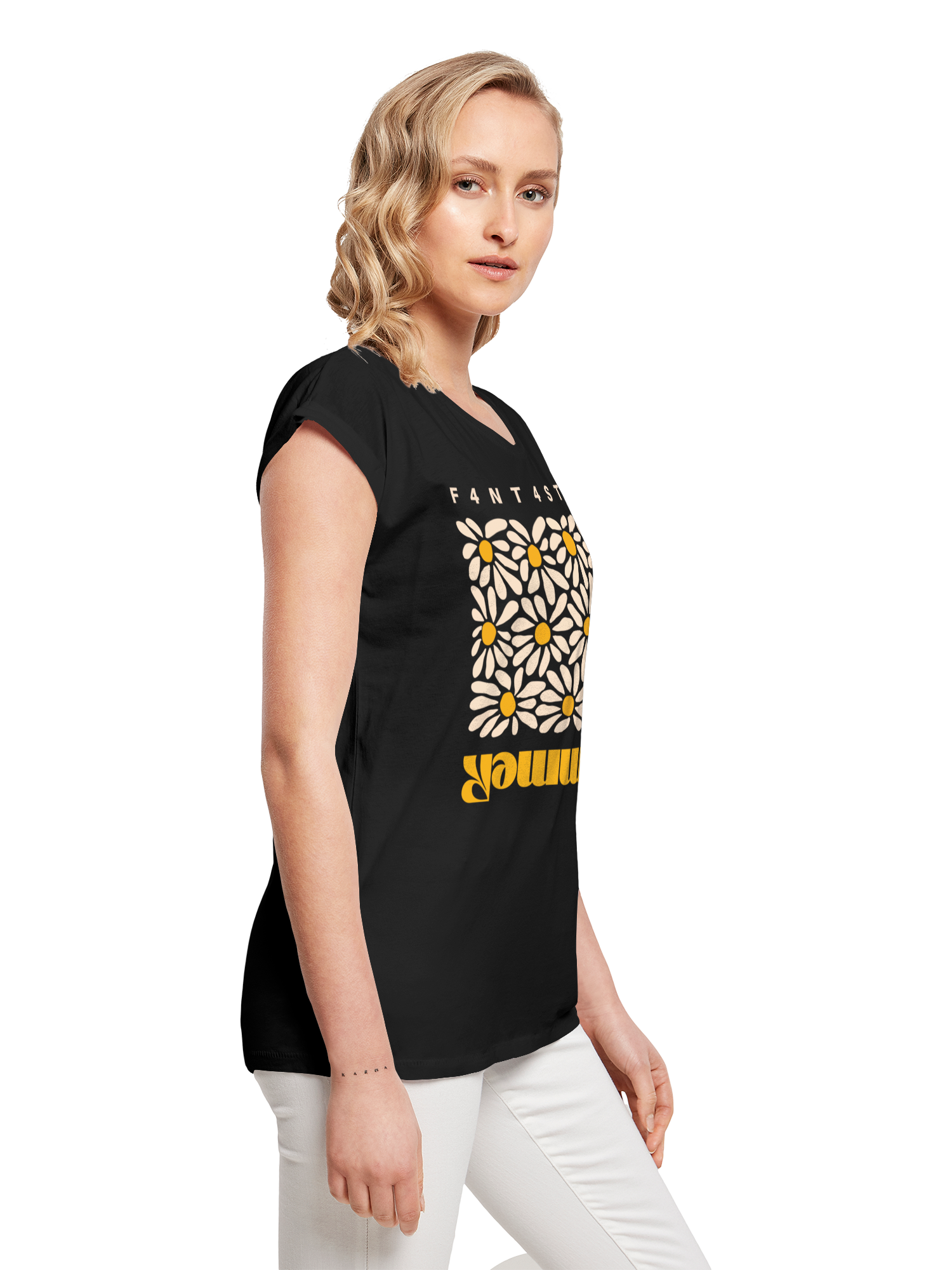 Camiseta de damas de girasol de verano