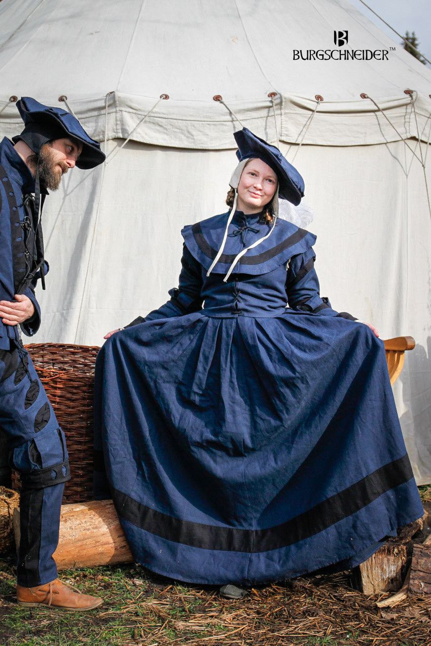 Falda Landsknecht Flora Azul/Negra