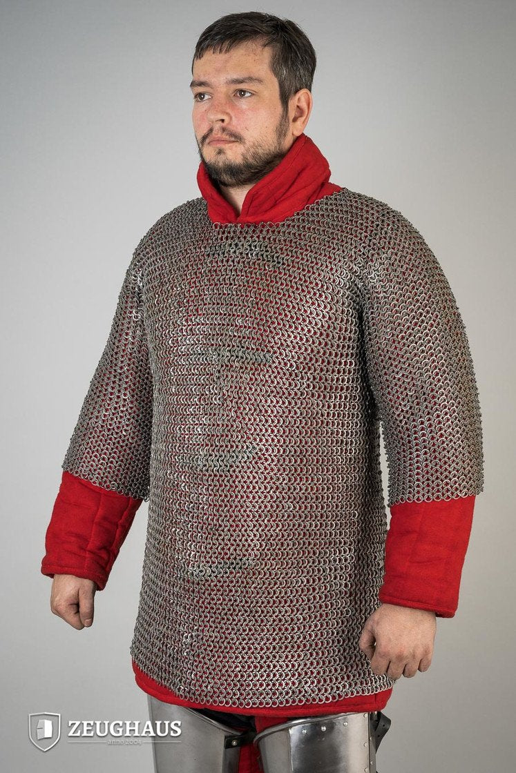 Chainmail Haubergeon Flatring Wedge Riveted 9mm Steel Oiled