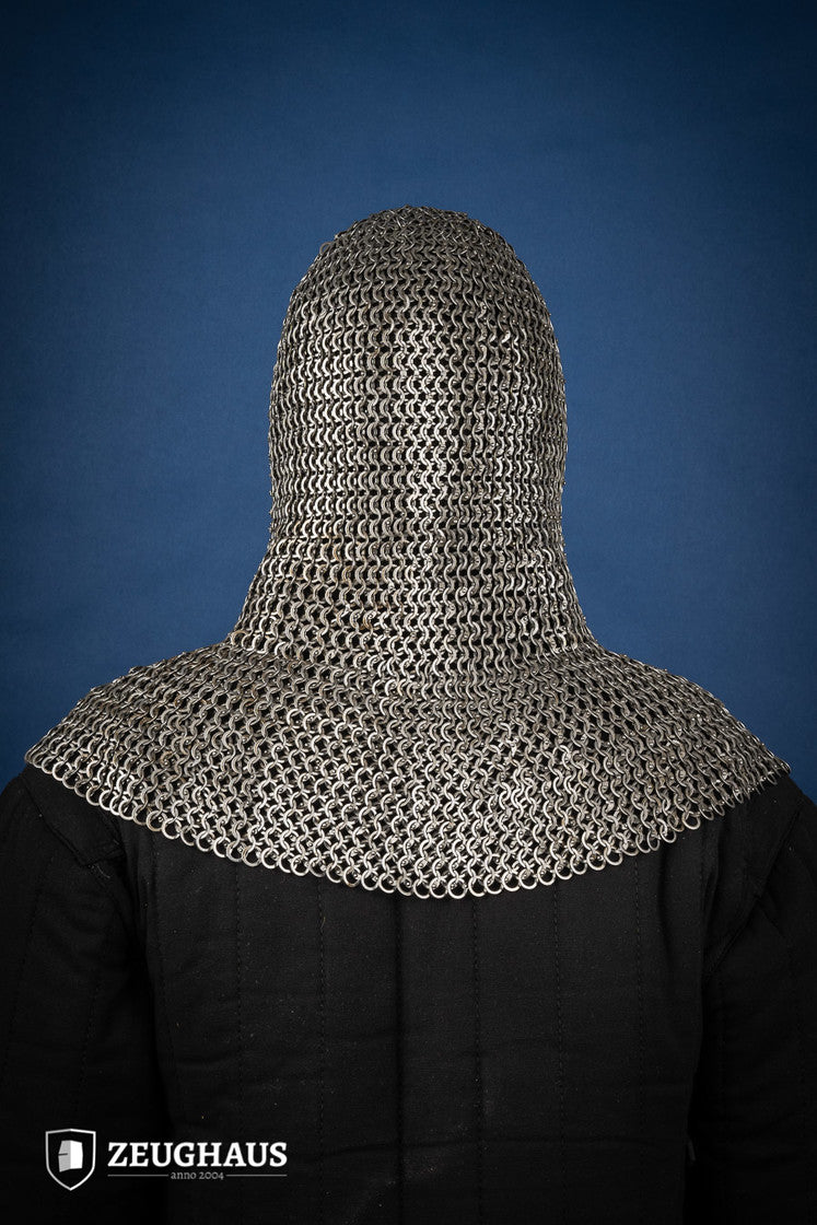 Chainmail Hood Flatring Wedge Riveted 9mm Steel Oiled