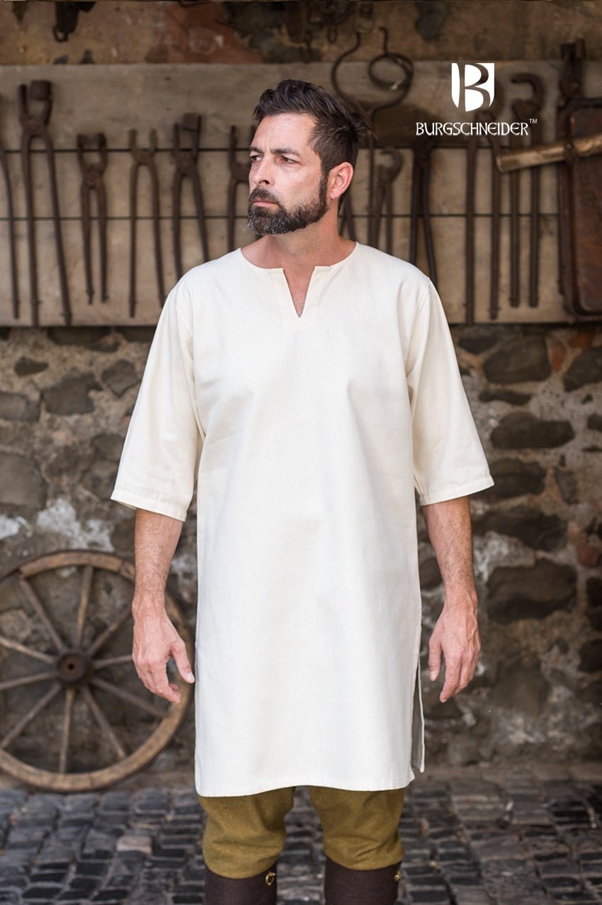 Mittelalter Tunika / Untertunika dreiviertelarm „Lofar“ - Natur