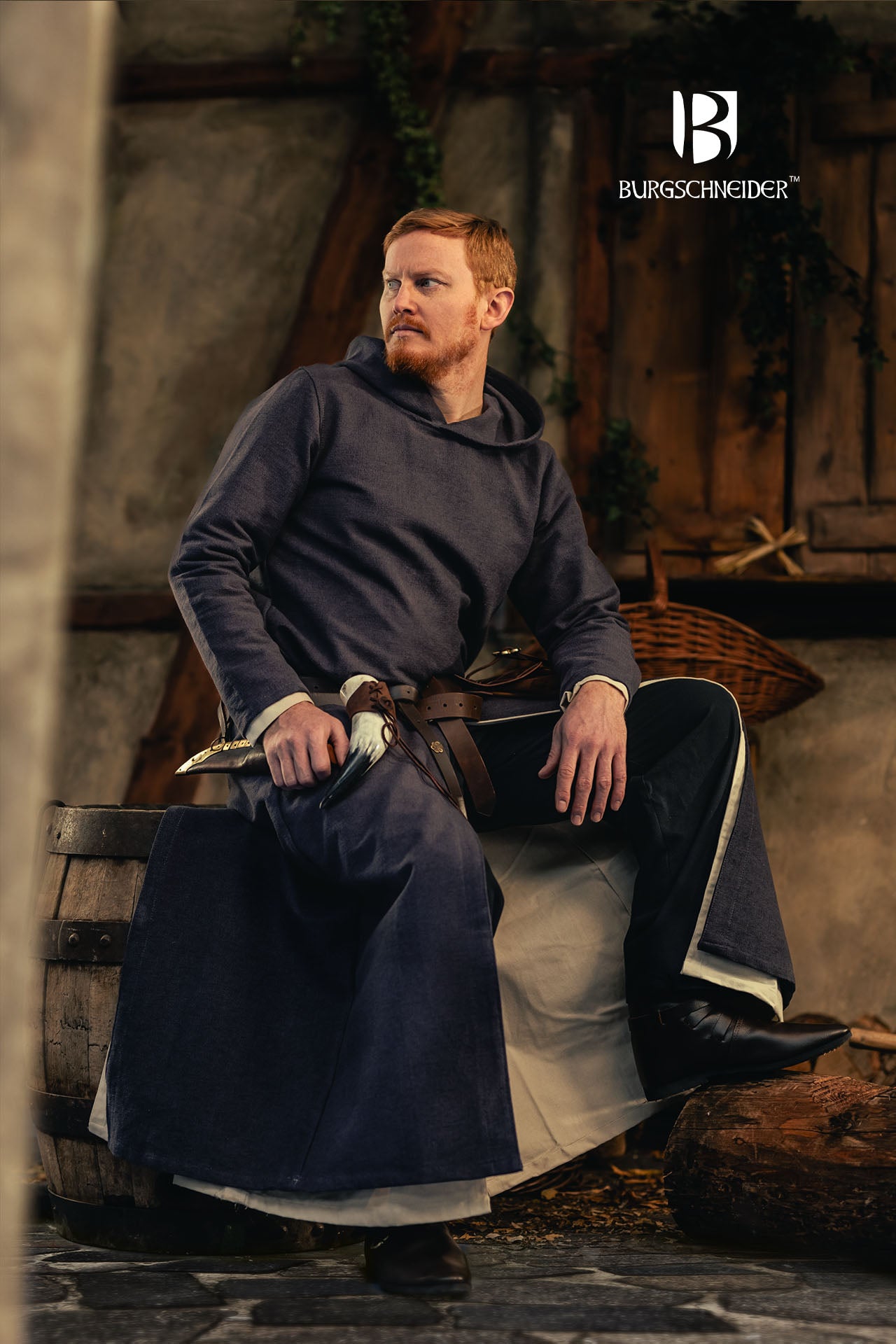 Túnica larga con capucha Renaud gris