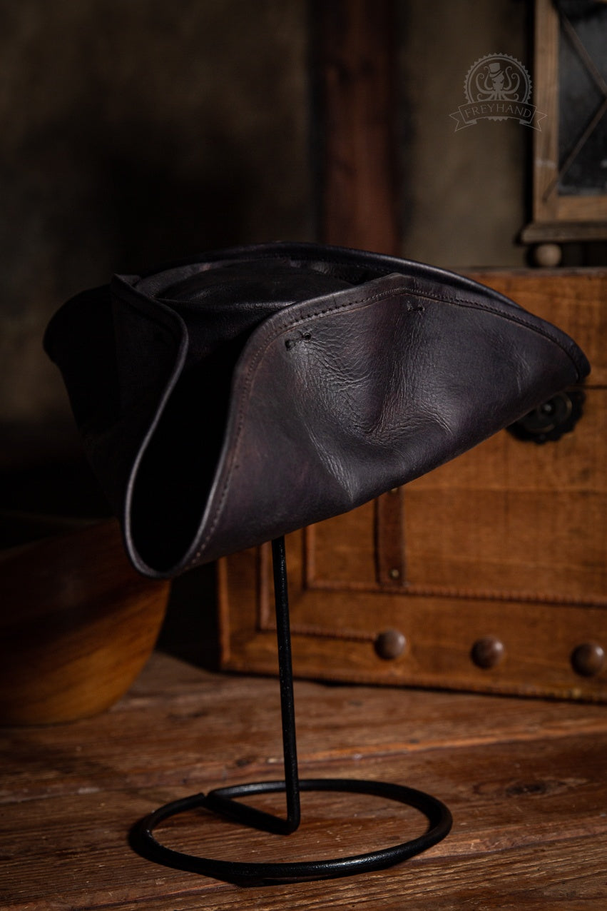 Leather Hat Tricorne Black