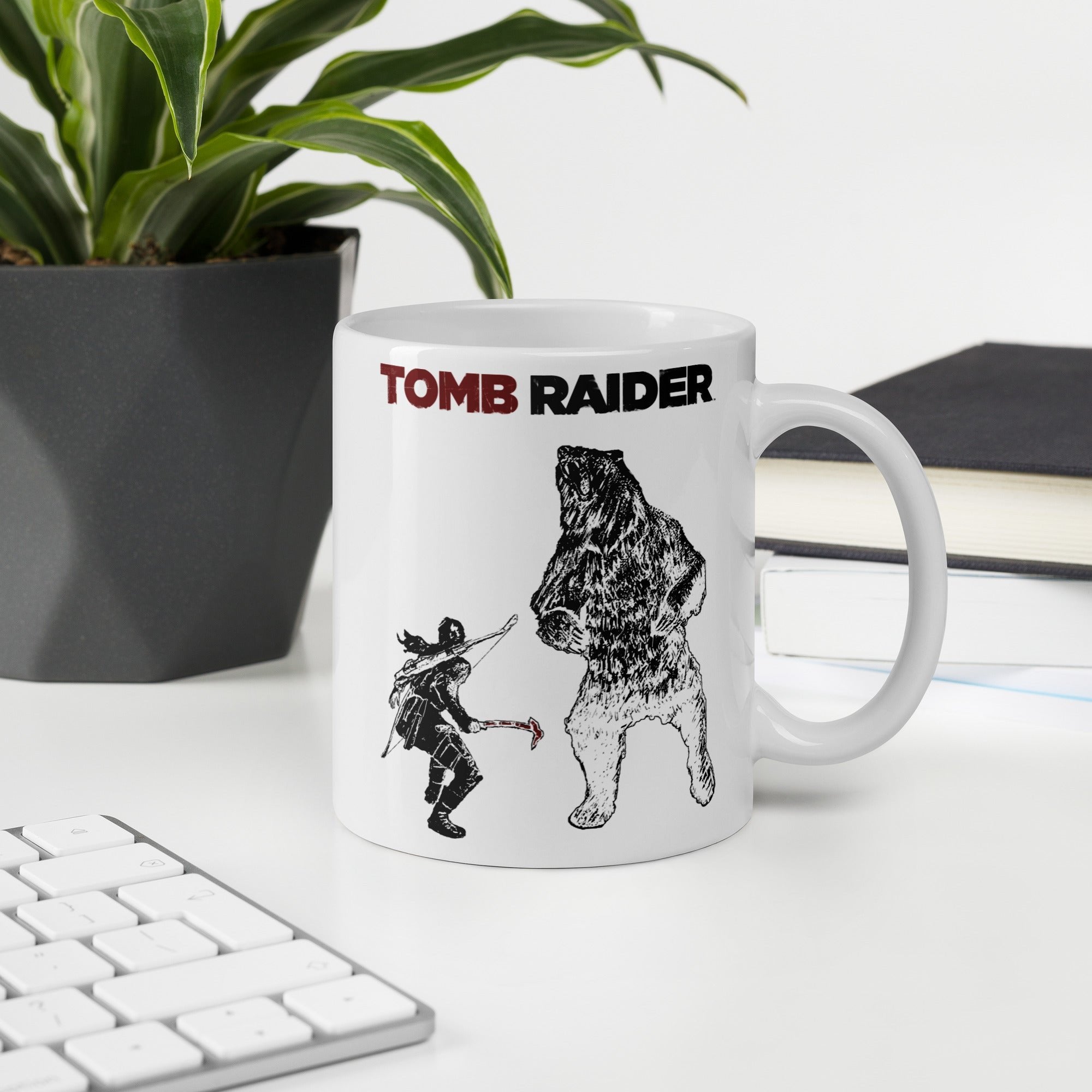 Tomb Raider Lara vs Bear Coffee Mug - White