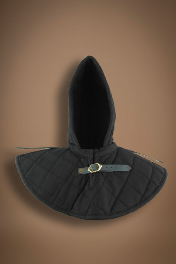 Padded Coif with Collar Black