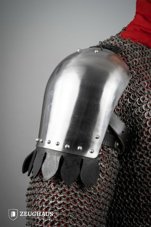 14th Cent. Pauldrons with Leather Trim 1,6 mm Polished